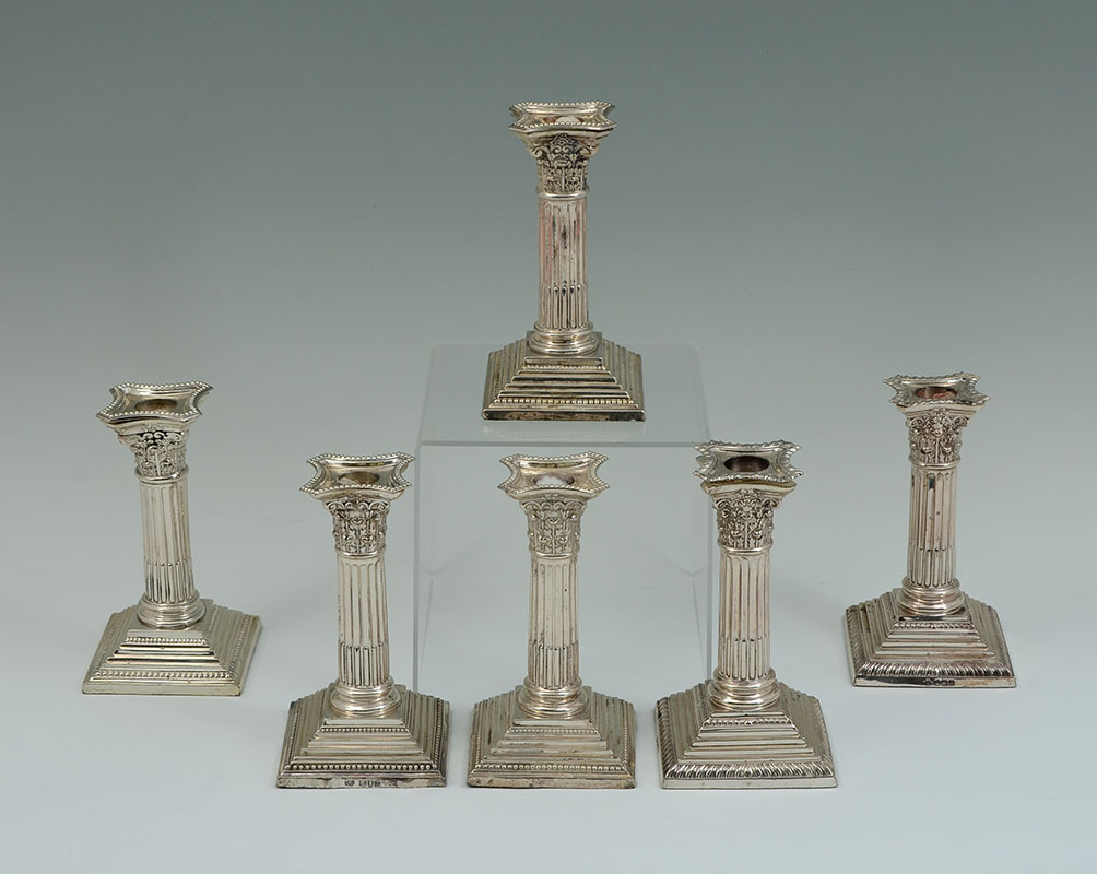 Appraisal: PAIRS GEORGIAN ENGLISH SILVER CANDLESTICKS similar but not identical pairs