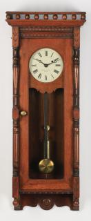 Appraisal: th c Harvard Co walnut regulator clock h Walnut regulator