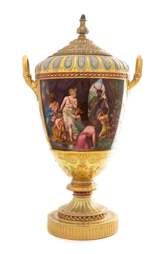 Appraisal: Sale Lot A Gilt Metal Mounted Vienna Porcelain Urn late