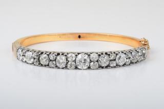 Appraisal: Antique Diamond Bangle Antique K and platinum diamond bangle Center