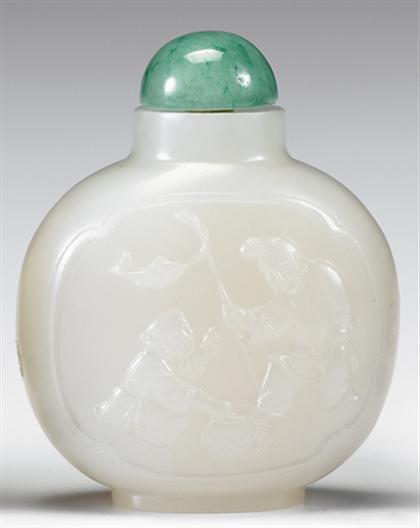 Appraisal: Chinese white jade snuff bottle Of circular form good true