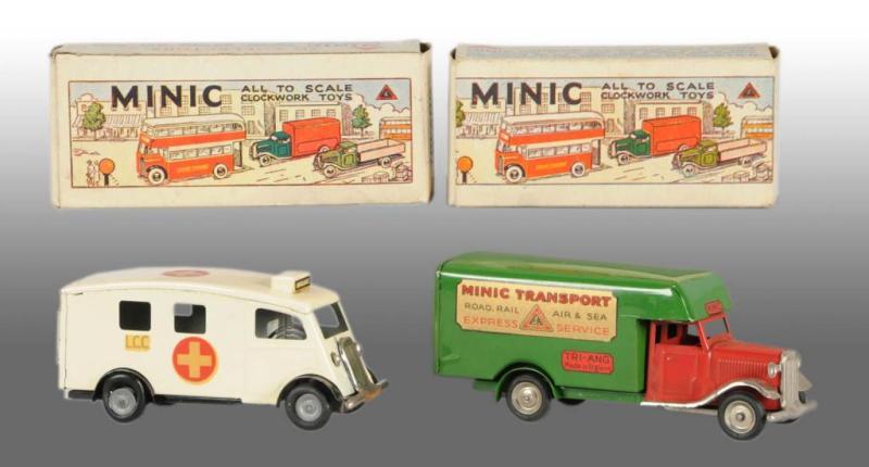 Appraisal: Lot of Tin Tri-Ang Minic Vehicle Toys Description One is