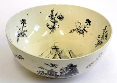 Appraisal: A LIVERPOOL CREAMWARE BOWL black printed to the interior with