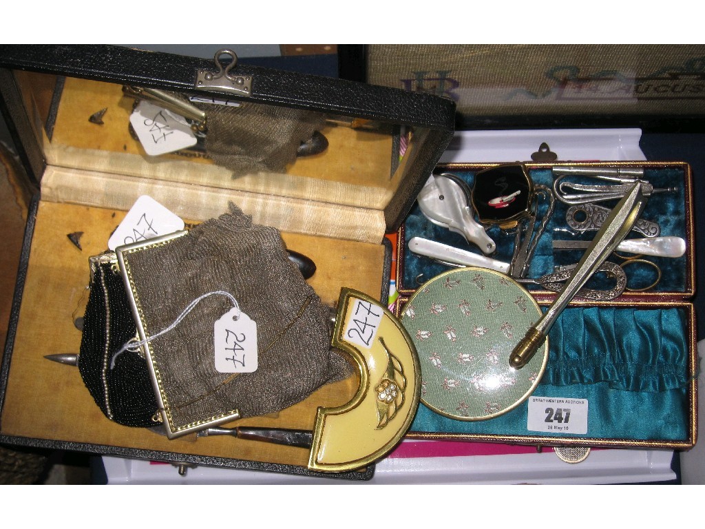 Appraisal: Lot comprising manicure sets cocktail purses etc