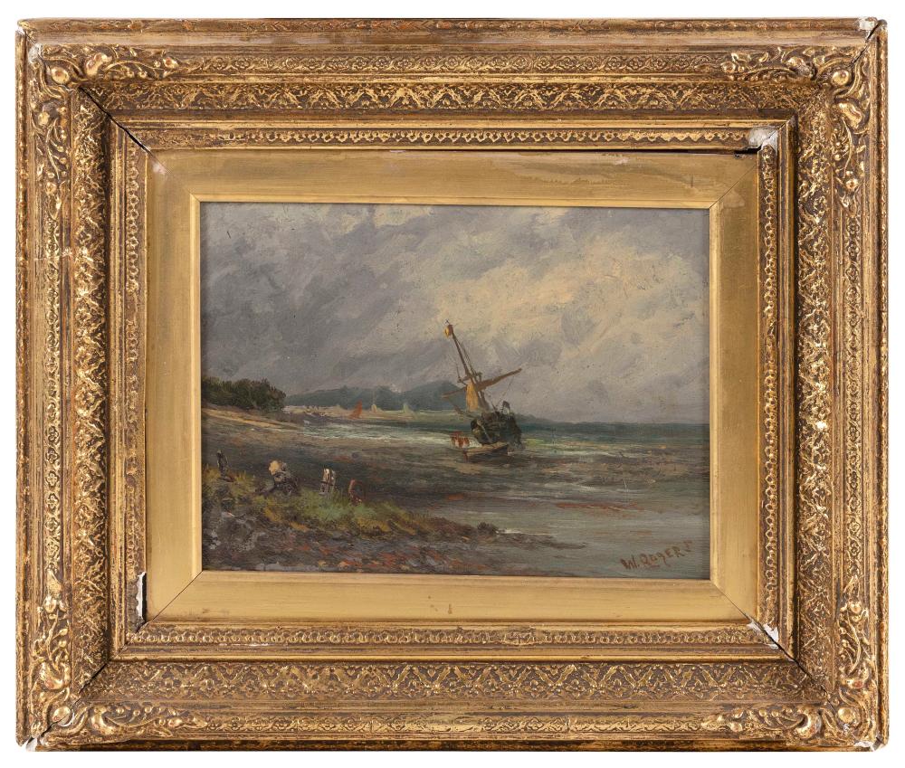 Appraisal: WILLIAM P ROGERS IRELAND FL - BEACHED SAILBOAT OIL ON