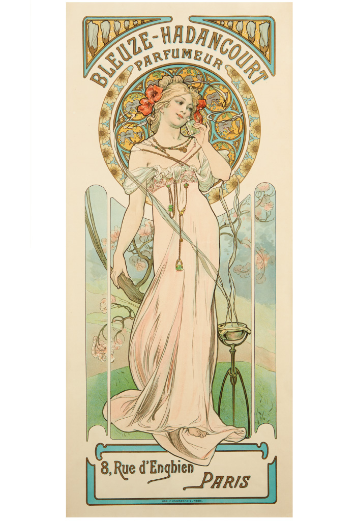 Appraisal: ALPHONSE MUCHA - BLEUZE - HADANCOURT PARFUMEUR Circa x inches