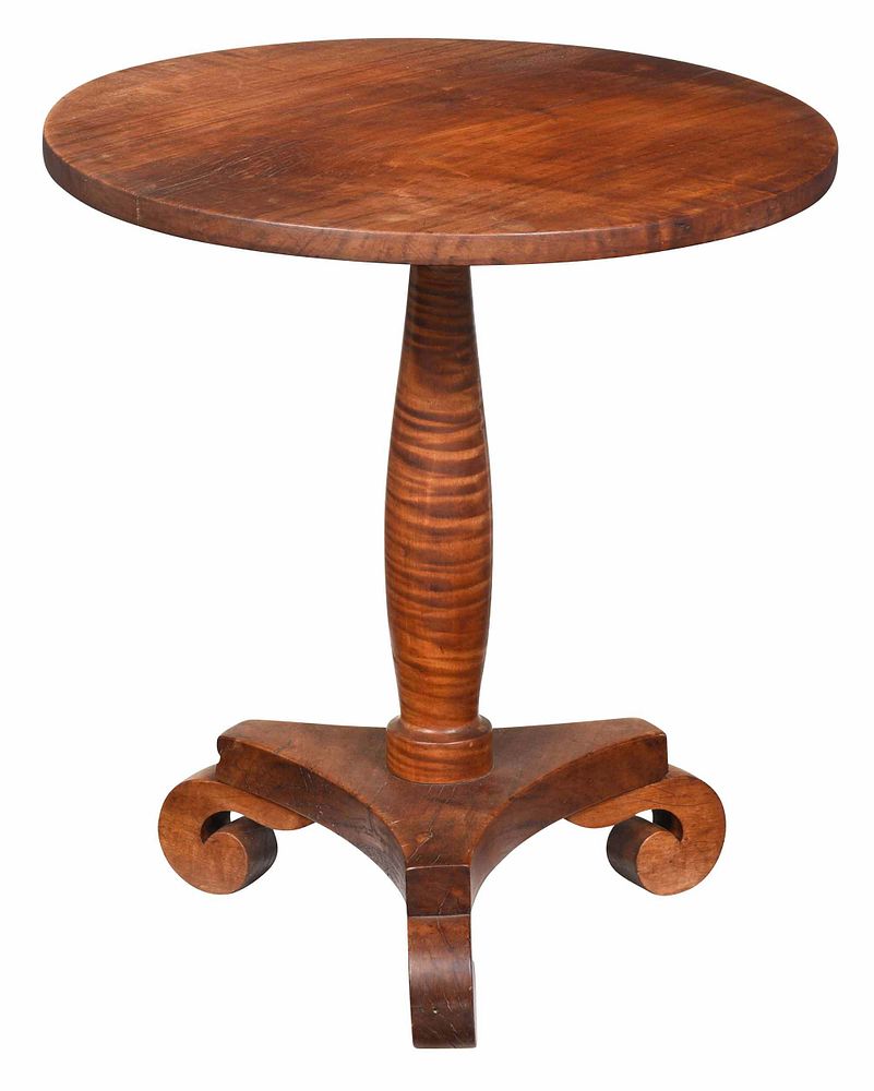 Appraisal: American Classical Tiger Maple Pedestal Table New York or Pennsylvania