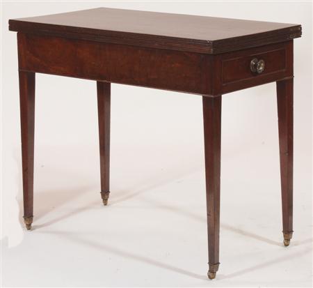 Appraisal: A Regency mahogany tea table the reeded rectangular top over