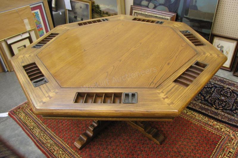 Appraisal: A Romweber Viking Oak -top poker table wood top R