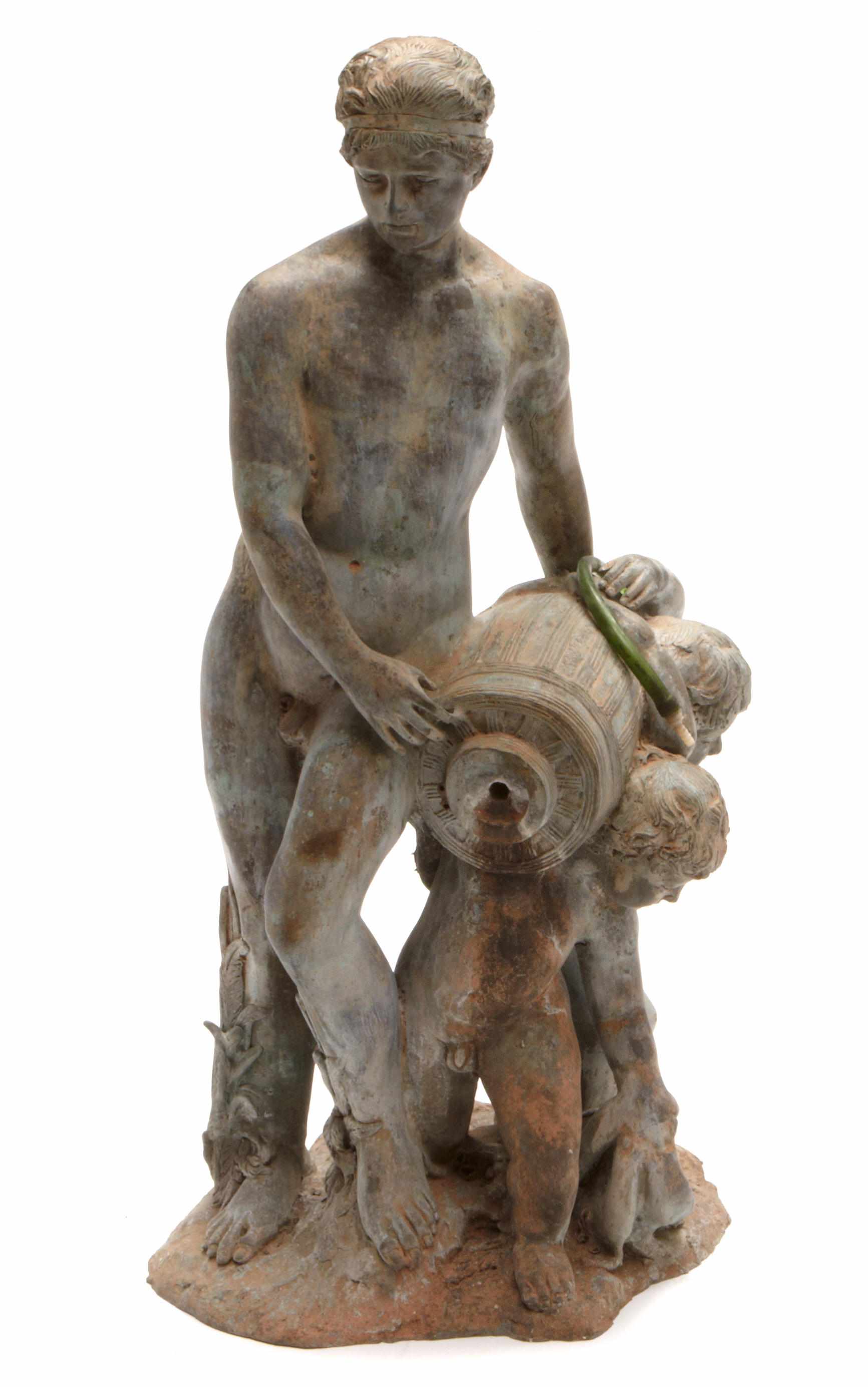 Appraisal: A patinated bronze figural fountain height in