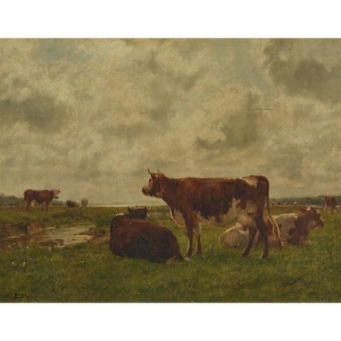 Appraisal: Adolphe Charles Marais - COWS IN A FIELD French Oil