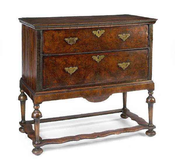 Appraisal: A William and Mary walnut chest on later stand chest