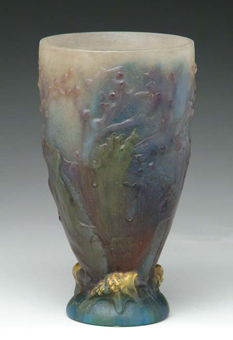 Appraisal: A WALTER VASE Wonderful pate de verre vase with undersea