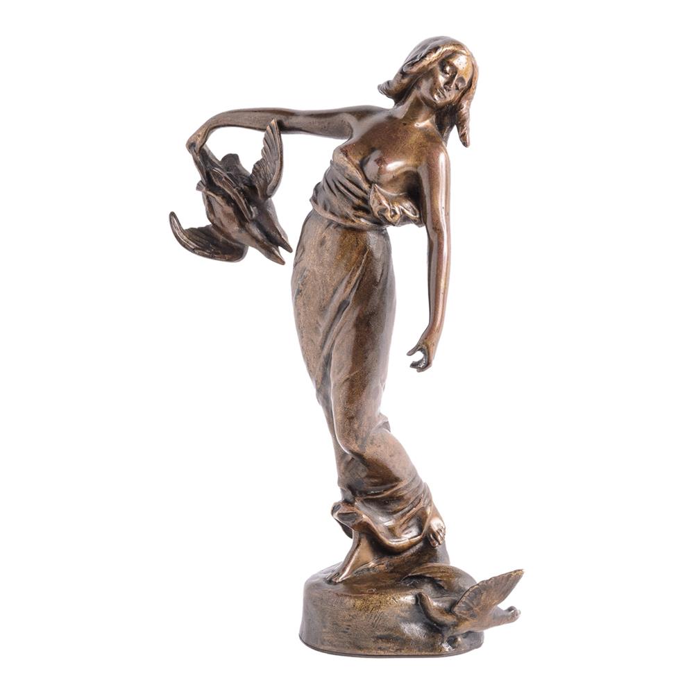 Appraisal: AUSTRIAN BRONZE FIGURE OF A WOMAN HOLDING GAME BIRDS BY