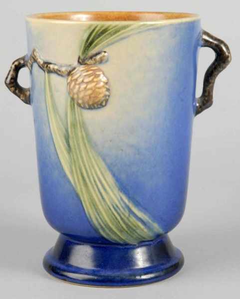 Appraisal: Blue Pinecone Roseville Pottery Vase Description Original paper label on