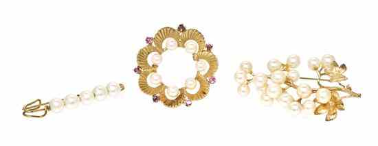 Appraisal: A Collection of Karat Yellow Gold and Cultured Pearl Jewelry