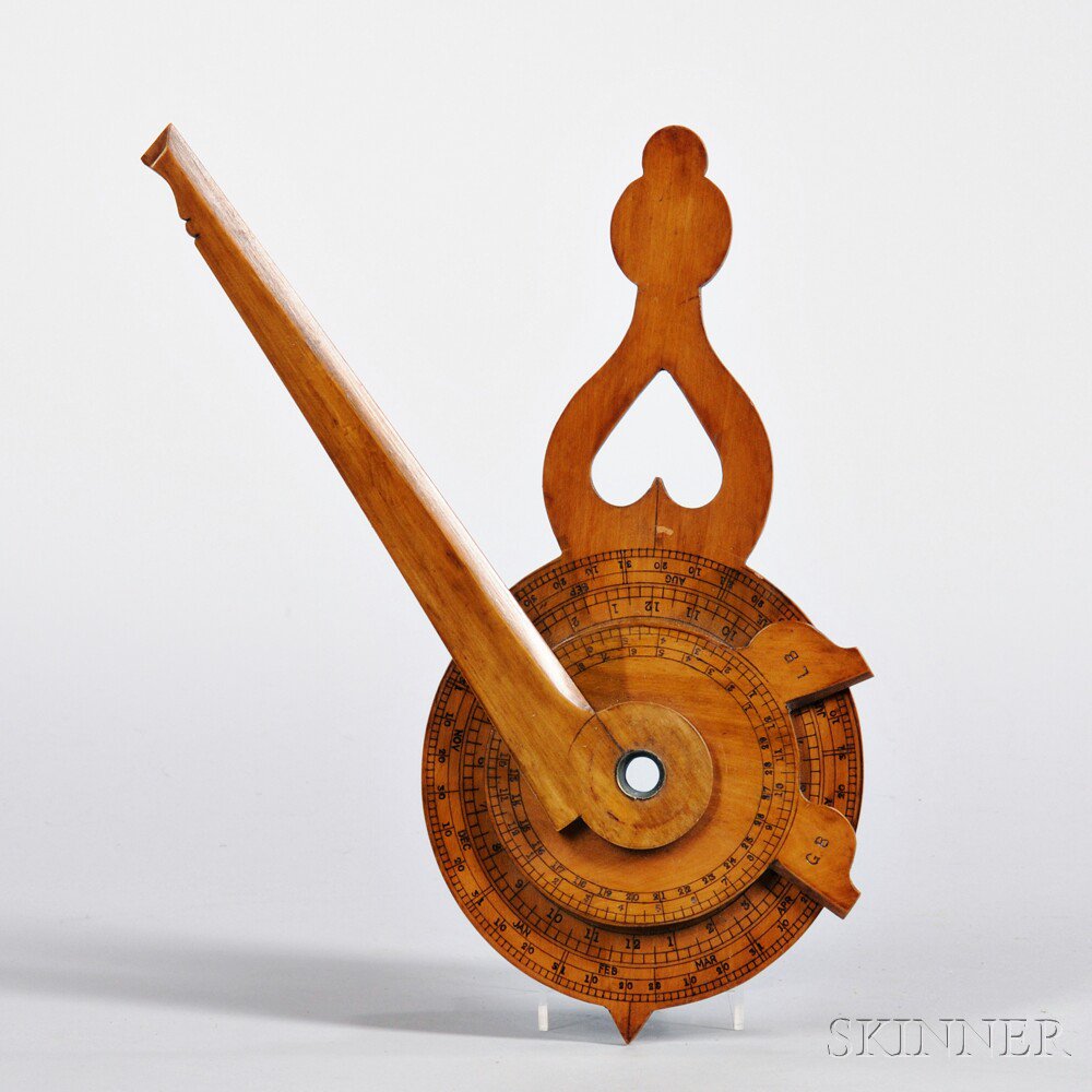 Appraisal: English Boxwood Nocturnal late th century rotating volvelle with shaped