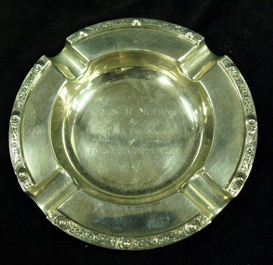 Appraisal: A circular ashtray with presentation inscription Birmingham cm diameter