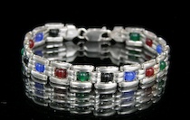 Appraisal: Italian Contemporary Style Sterling Silver Bead Bracelet A contemporary style