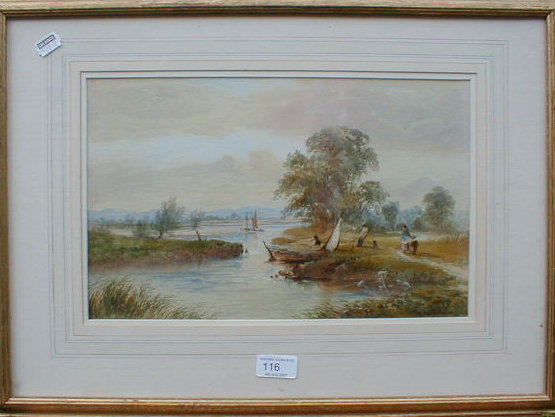 Appraisal: Henry Valter River scene with figures watercolour signed H Valter