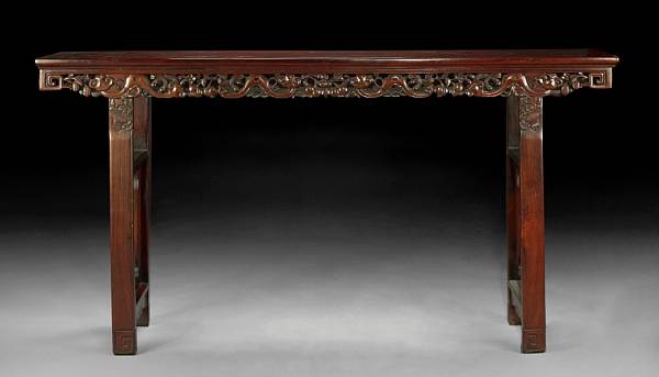 Appraisal: A massive hardwood altar table Late th Century Of rectangular