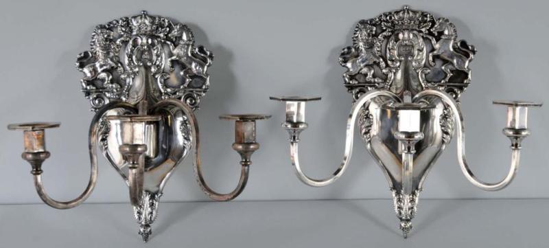 Appraisal: Lot of Sheffield Silver Sconces Description Circa troy ounces Each