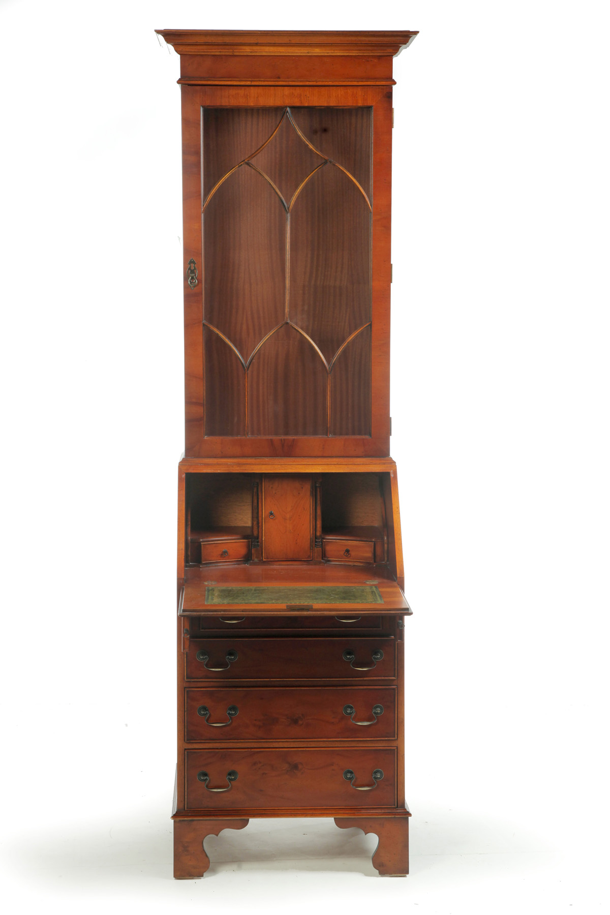 Appraisal: CHIPPENDALE-STYLE TWO-PIECE SLANT-FRONT SECRETARY BOOKCASE American nd half- th century