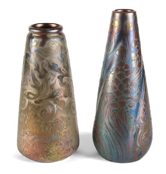 Appraisal: Two Weller Sicard luster glazed vases early th century the