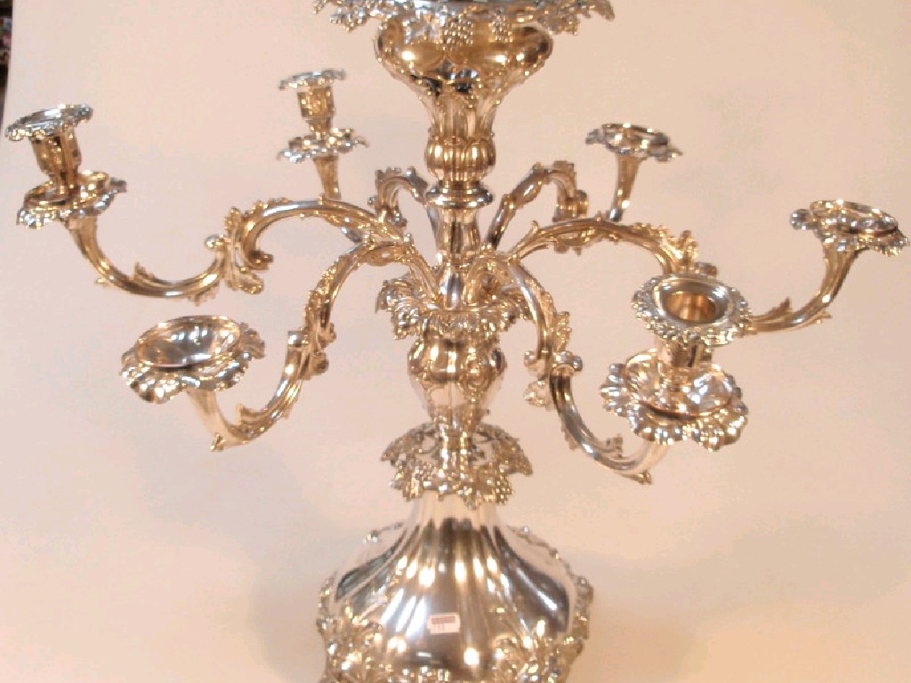 Appraisal: A thC electroplate table centre piece with Bacchanalian cast dish