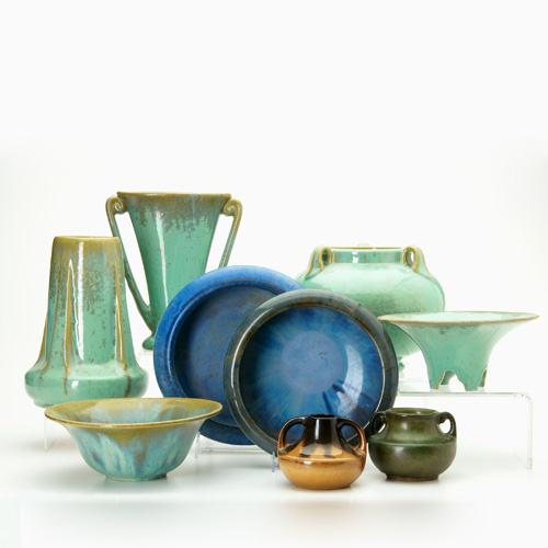 Appraisal: FULPER Nine pieces in assorted shapes and glazes Hairline to