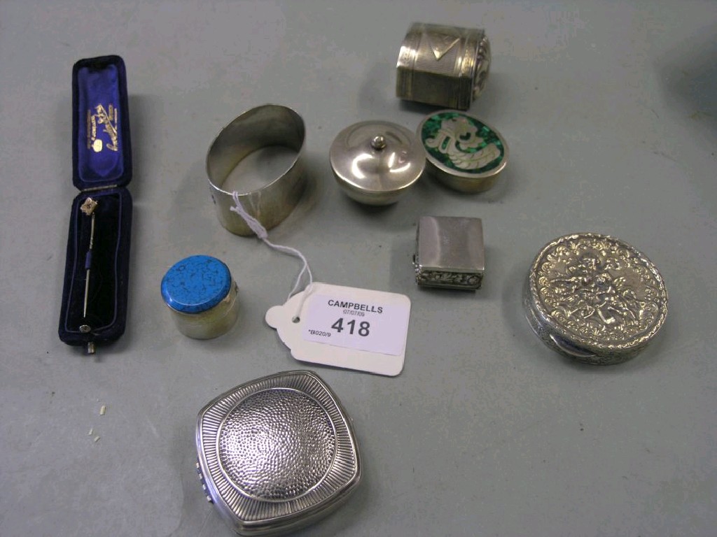 Appraisal: A group of small silverware including an imported silver box