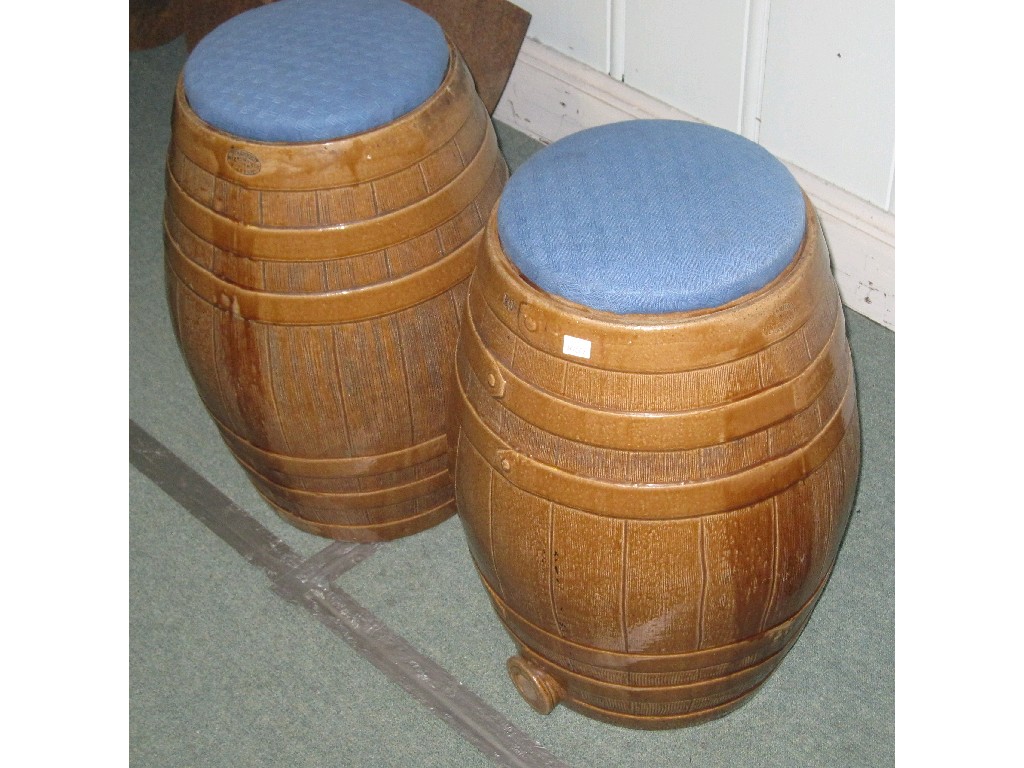 Appraisal: Pair of stoneware barrel seats