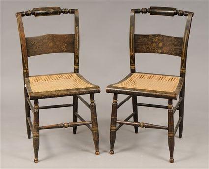 Appraisal: Pair of Late Federal Grain-Painted and Gilt-Stenciled 'Fancy' Side Chairs