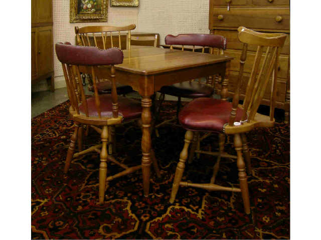 Appraisal: Homer Sampler solid cherry square breakfast table and two pair