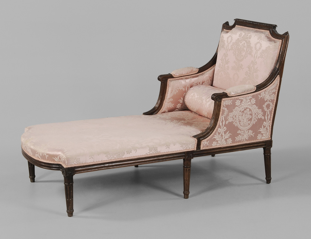 Appraisal: Louis XVI Chaise Longue French late th century carved walnut