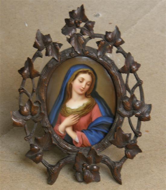 Appraisal: Vienna style porcelain plaque th century painted with the Virgin