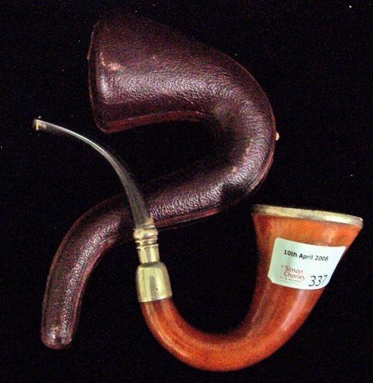 Appraisal: A horn shaped pipe with silver mounts Birmingham in a