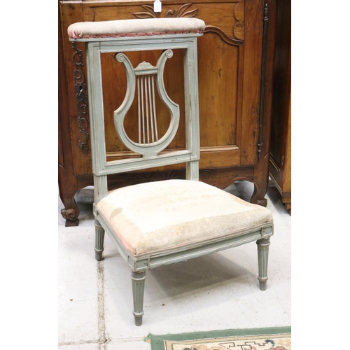 Appraisal: Antique French painted frame prie dieu prayer chair with lyre