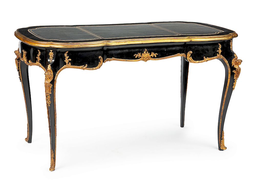 Appraisal: A Louis XV Style Gilt Bronze Mounted and Ebonized Bureau