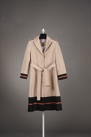 Appraisal: Chado tan silk coat with black and pink salmon trim