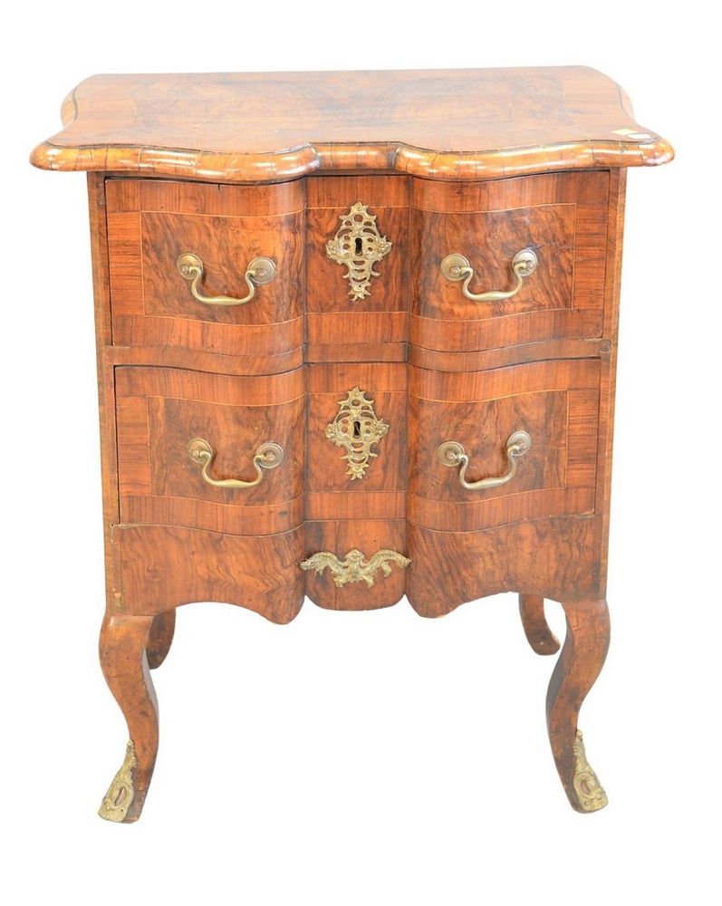 Appraisal: Continental Style Walnut Two Drawer Stand height inches width inches