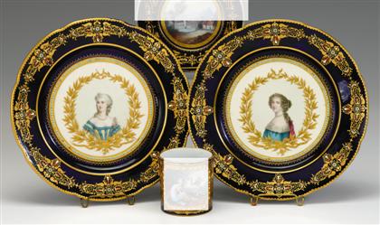 Appraisal: Pair of Sevres porcelain cabinet plates th century Each with