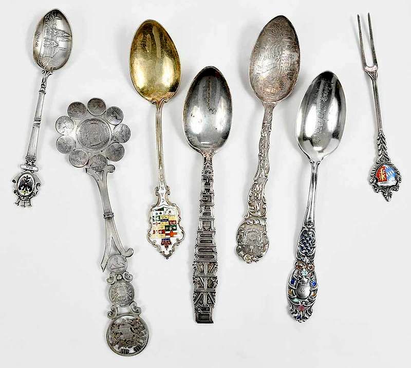 Appraisal: Silver Souvenir Spoons most American th century various states and