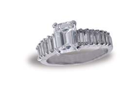 Appraisal: EMERALD CUT DIAMOND AND PLATINUM RING Emerald cut diamond and