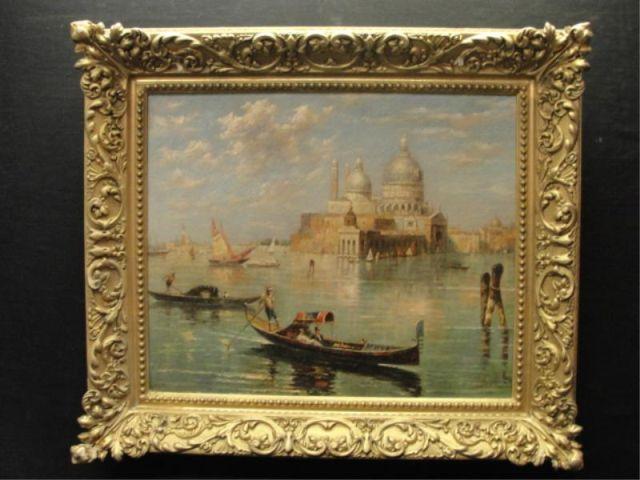 Appraisal: Unsigned th Century Oil on Canvas Venetian Scene From a