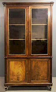 Appraisal: English Regency Mahogany One-Piece Bookcase Large English Regency mahogany one-piece