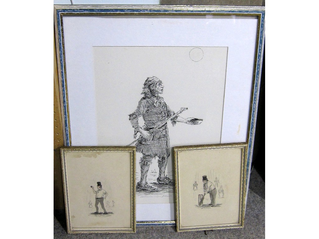 Appraisal: HARRY KEIR Ink drawing 'The Blind Beggar' signed and dated