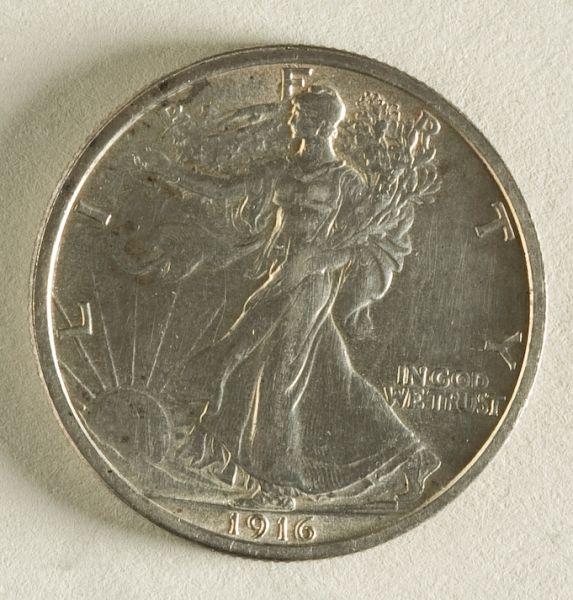 Appraisal: Walking Liberty Half Dollar XF cleaned and re-toning