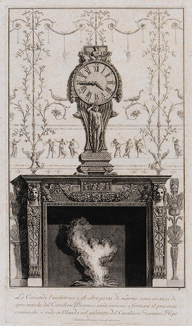 Appraisal: GIOVANNI BATTISTA PIRANESIAn ornamental fireplace with caryatids engraving on laid