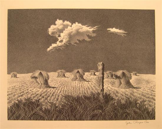 Appraisal: John Rogers Cox American b lithograph Wheat Shocks ed AAA